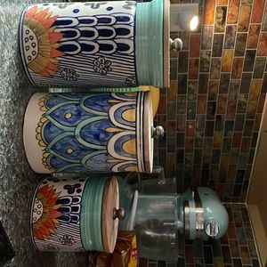 Ceramic canisters, hand painted